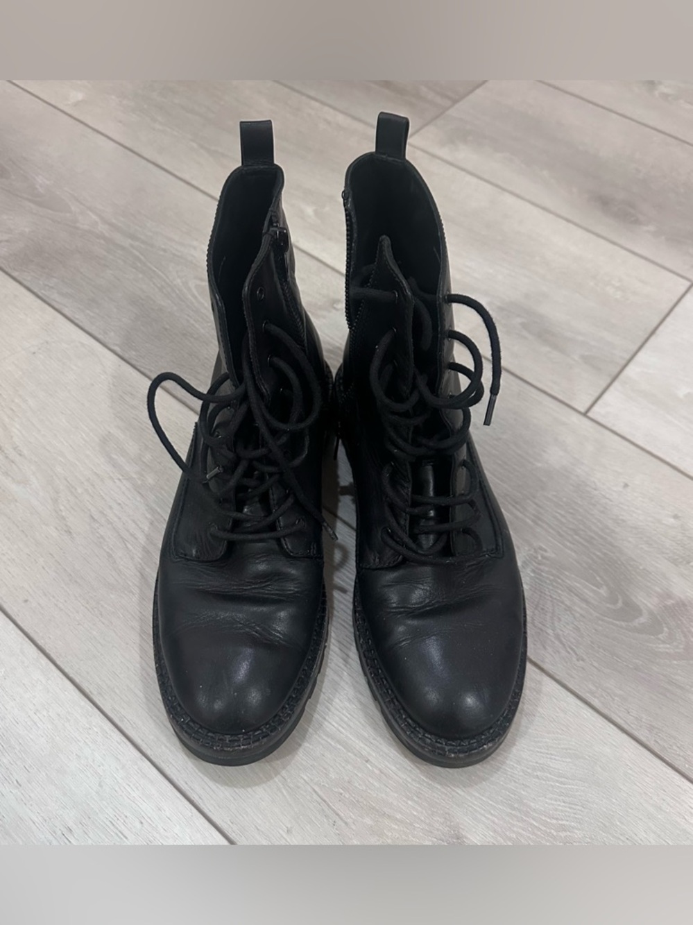 Vince Women Leather Military Motorcycle Boots 39 9 9.5